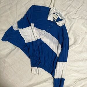 Urban Outfitters Blue and White long sleeve crop top